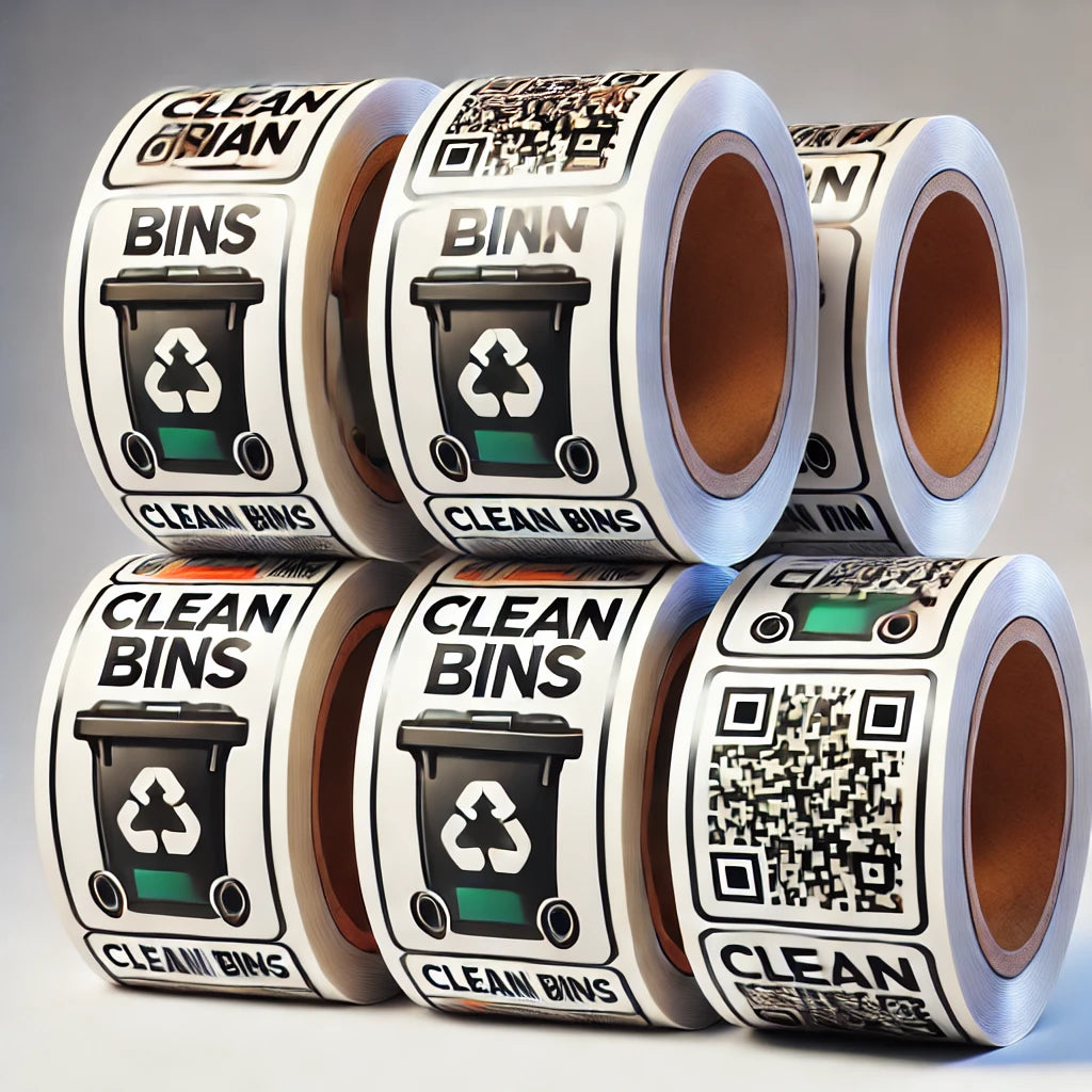 Bin Cleaner Stickers: 3" x 4"  Weather Proof & Water Proof Stickers